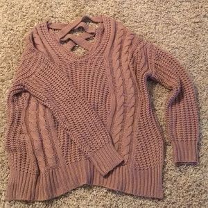Mauve cross cross back sweater